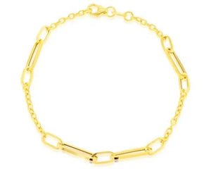 9ct Yellow Gold Long Open Link Station Bracelet #24691