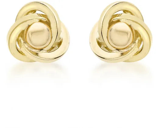 9ct Yellow Gold Hollow 5mm Knot Ball Earrings #23874#24548