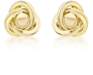 9ct Yellow Gold Hollow 5mm Knot Ball Earrings #23874#24548