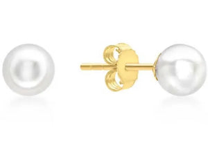 9ct Yellow Gold Solid 5mm Fresh Water Pearl Studs #24550