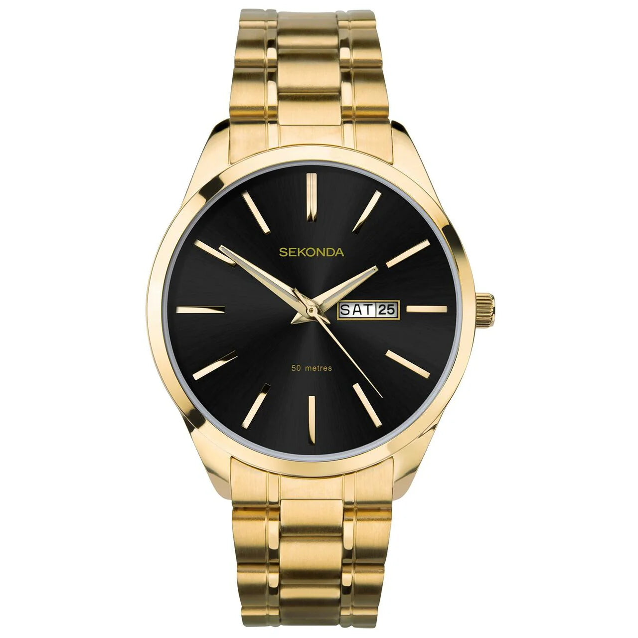 Sekonda Men's Gold Case Black Dial Watch #
