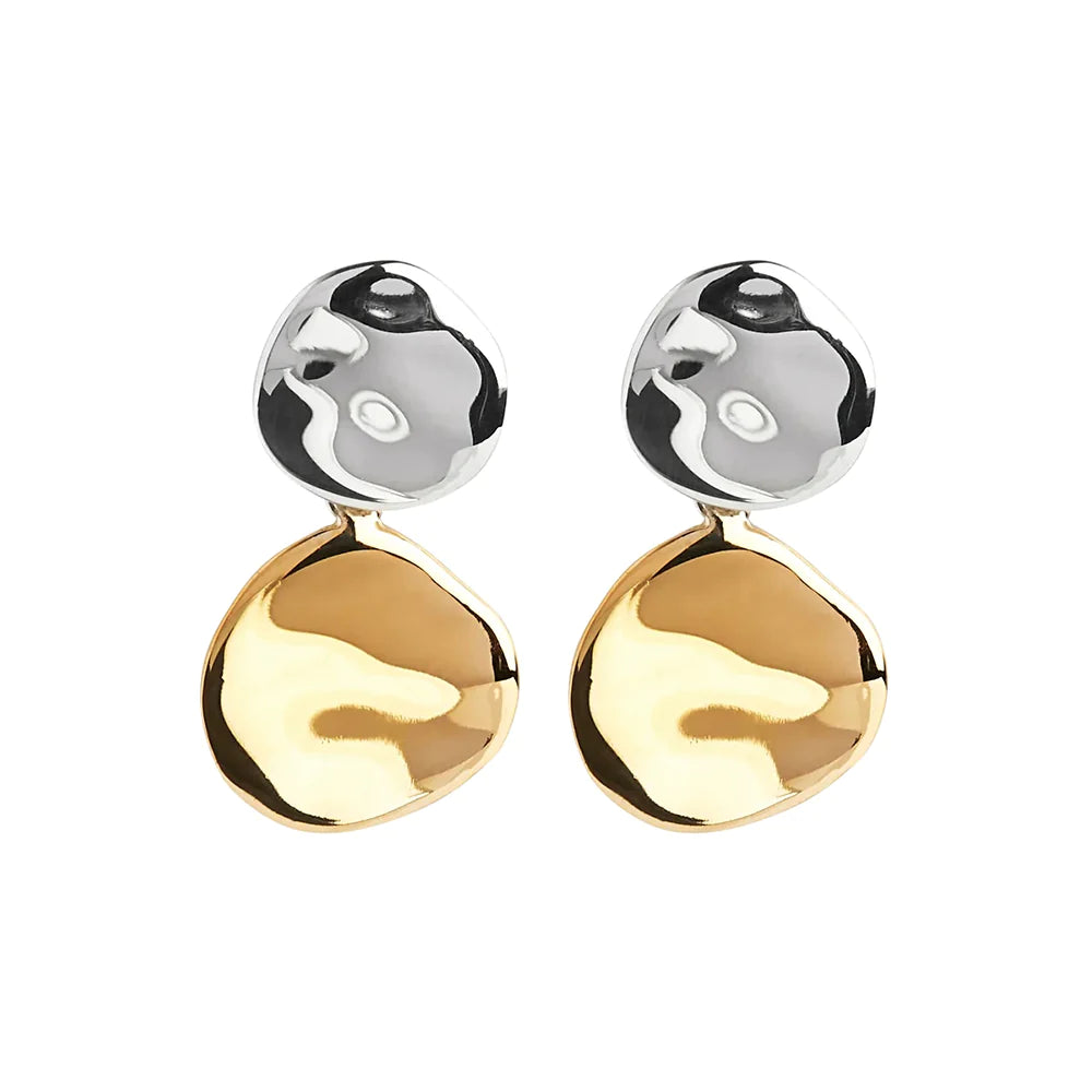 Najo 'Shard' Sterling Silver 2-Tone Double Disk Drop #24893