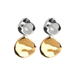 Najo 'Shard' Sterling Silver 2-Tone Double Disk Drop #24893