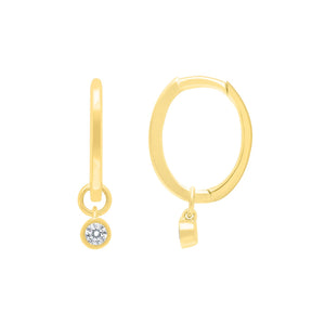 9ct Yellow Gold 0.11ct Lab Grown Diamond Bezel Hoop Earrings #25382