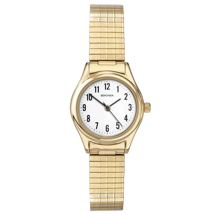 Sekonda Ladies Classic Gold Colour Expander White Face Watch #25337