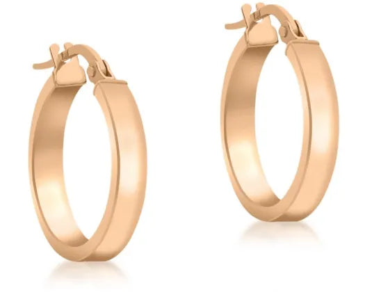 9ct Rose Gold Hollow Rectangular Tube Hoops # 25361