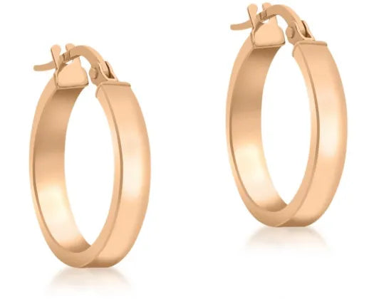9ct Rose Gold Hollow Rect Tube Hoops #24694