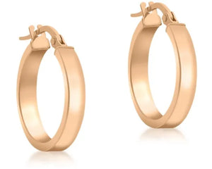 9ct Rose Gold Hollow Rectangular Tube Hoops # 25361