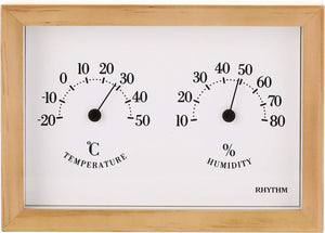 Rhythm Temperature Humidity Meter Wooden Case #22702
