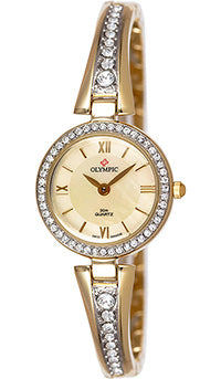 Olympic Ladies Gold Plated Stone Set Watch #