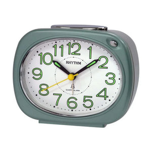 Rhythym Metallic Green Hands Glow in the Dark Bell Alarm Clock #