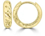 9ct Yellow Gold Textured Hollow Creole Earrings #25356