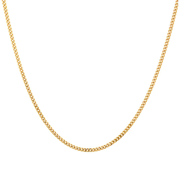 Sterling Silver Gold Plated Diamond Cut Curb Link Chain 50CM