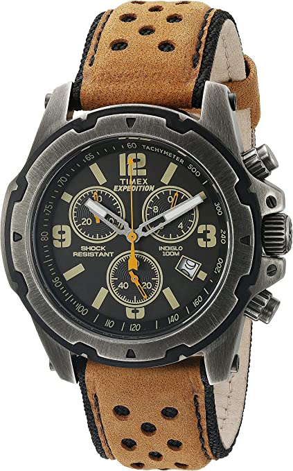 Timex Rugged Field Chrono Natural Dial Brown Strap Watch #23788