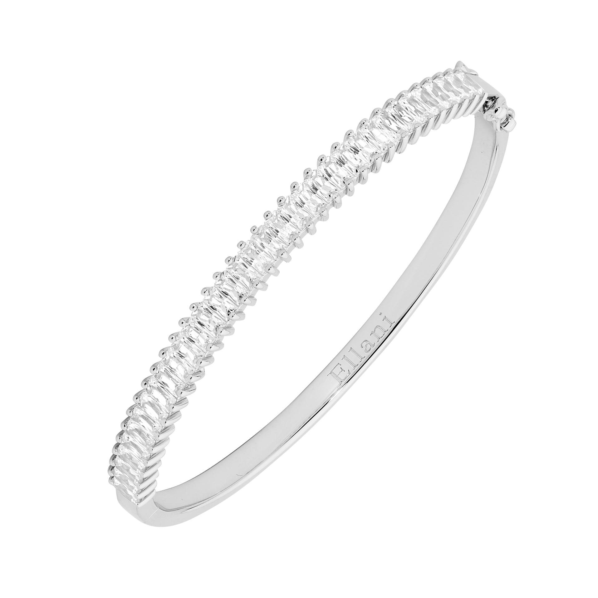 Ellani Sterling Silver CZ Baguette Bangle #24339