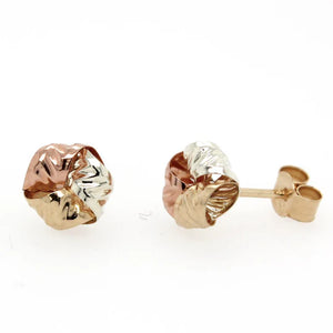9ct Yellow/White & Rose Gold Knot Studs #21517