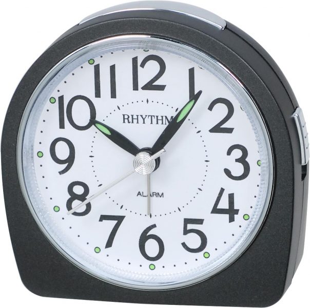 Rhythm Analogue Alarm Clock Black Case #