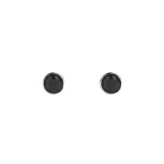 Ellani Sterling Silver 6mm Black CZ Bezel Studs #24763