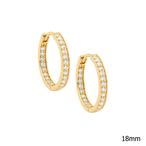 Sterling Silver Ellani Gold Plated Inside Out Hoop Earrings #