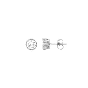 Ellani Sterling Silver 4mm White CZ Crown Set Earrings #