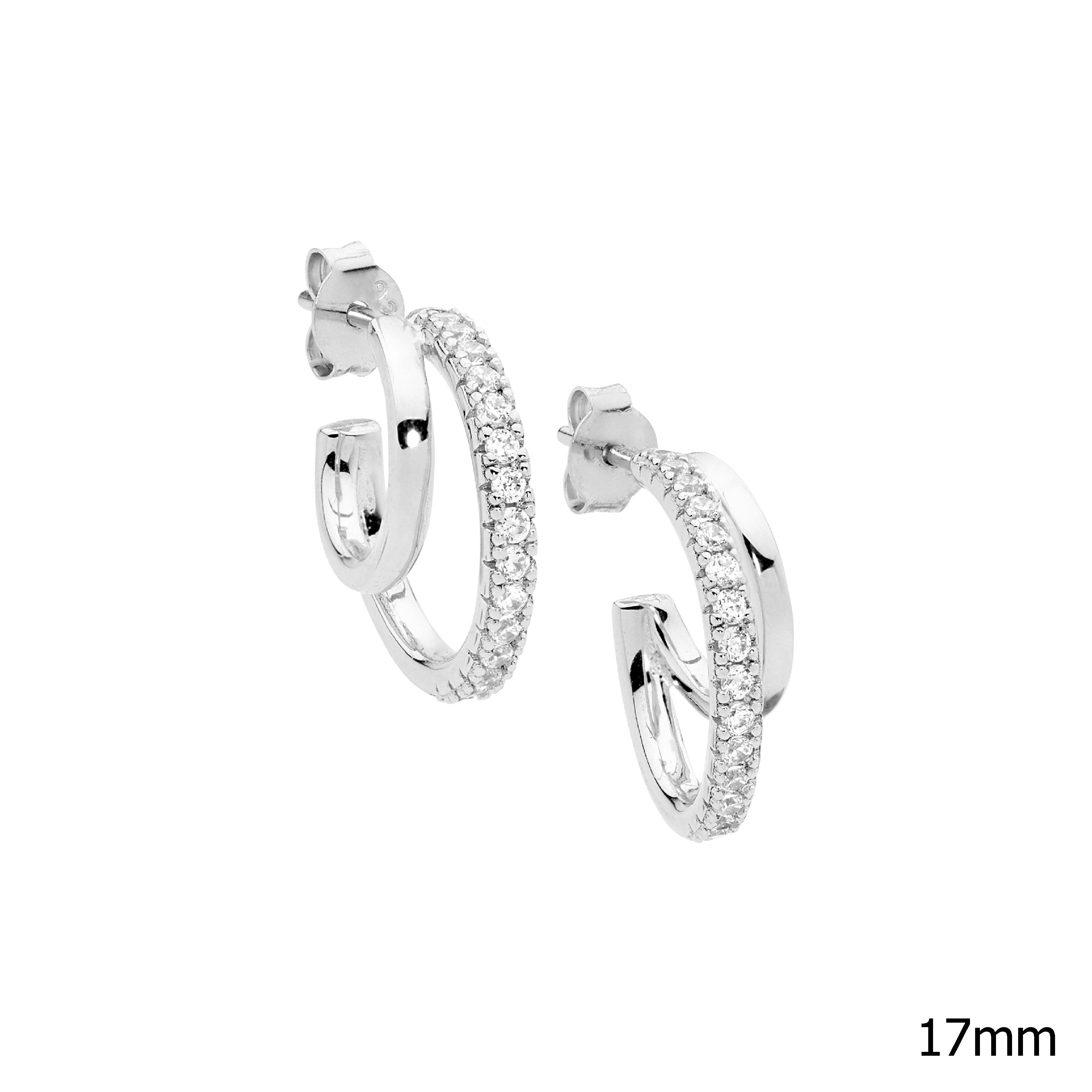 Ellani Sterling Silver 17mm Double Hoop Earrings #24668