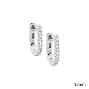 Ellani Sterling Silver CZ 13mm Oval Hoop Earrings #24767  #25368