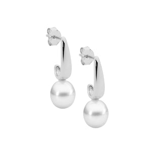 Ellani Sterling Silver Drop Earrings with Fresh Water Pearl #25369
