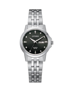 Citizen Ladies Quartz Stainless Steel Black Dial Dress Watch #