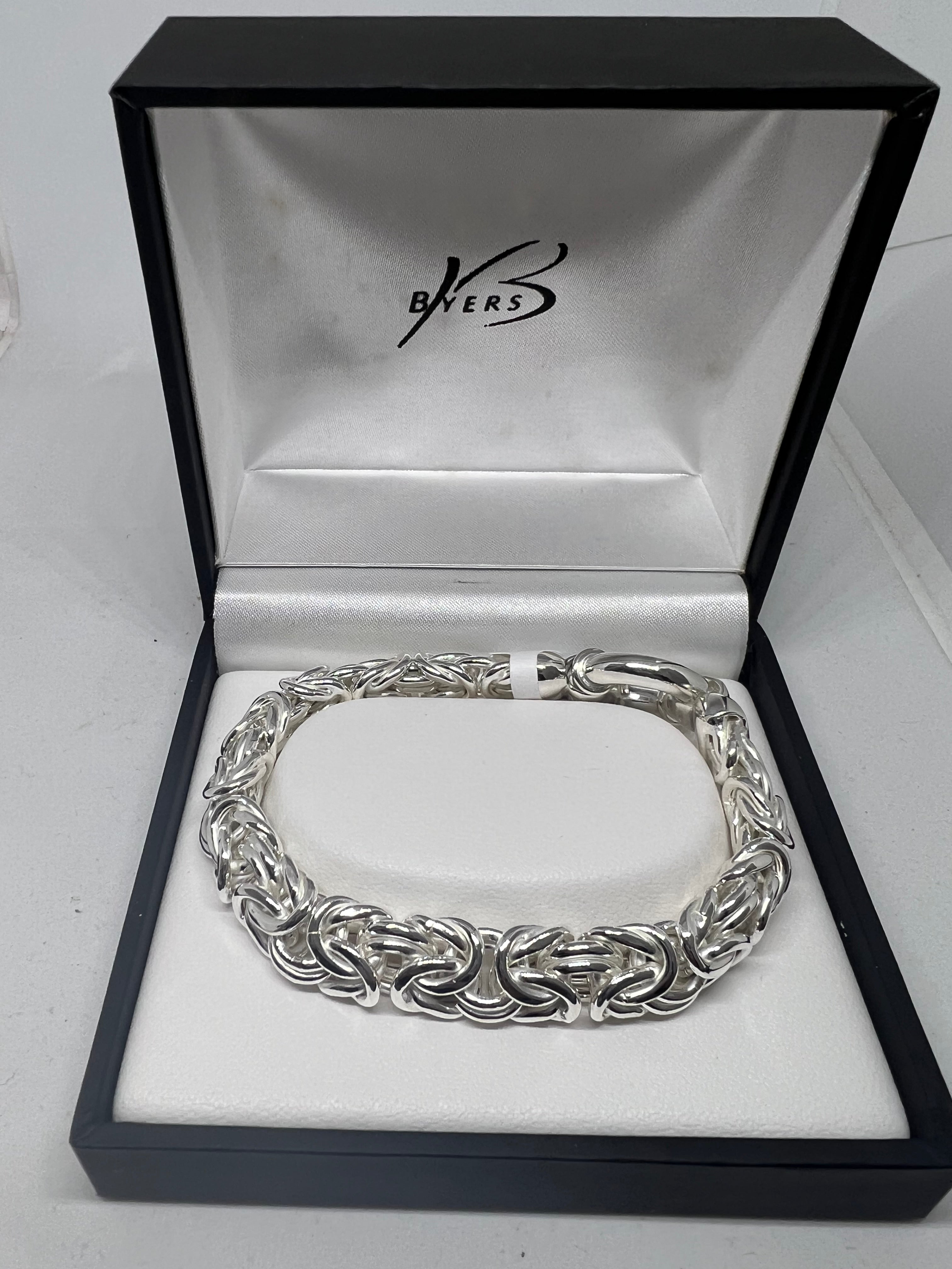 Sterling Silver Hollow Flat Byzantyne Bracelet #24003