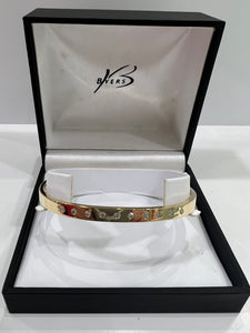 9ct Yellow Gold Oval Handmade Bangle with Diamonds #24131