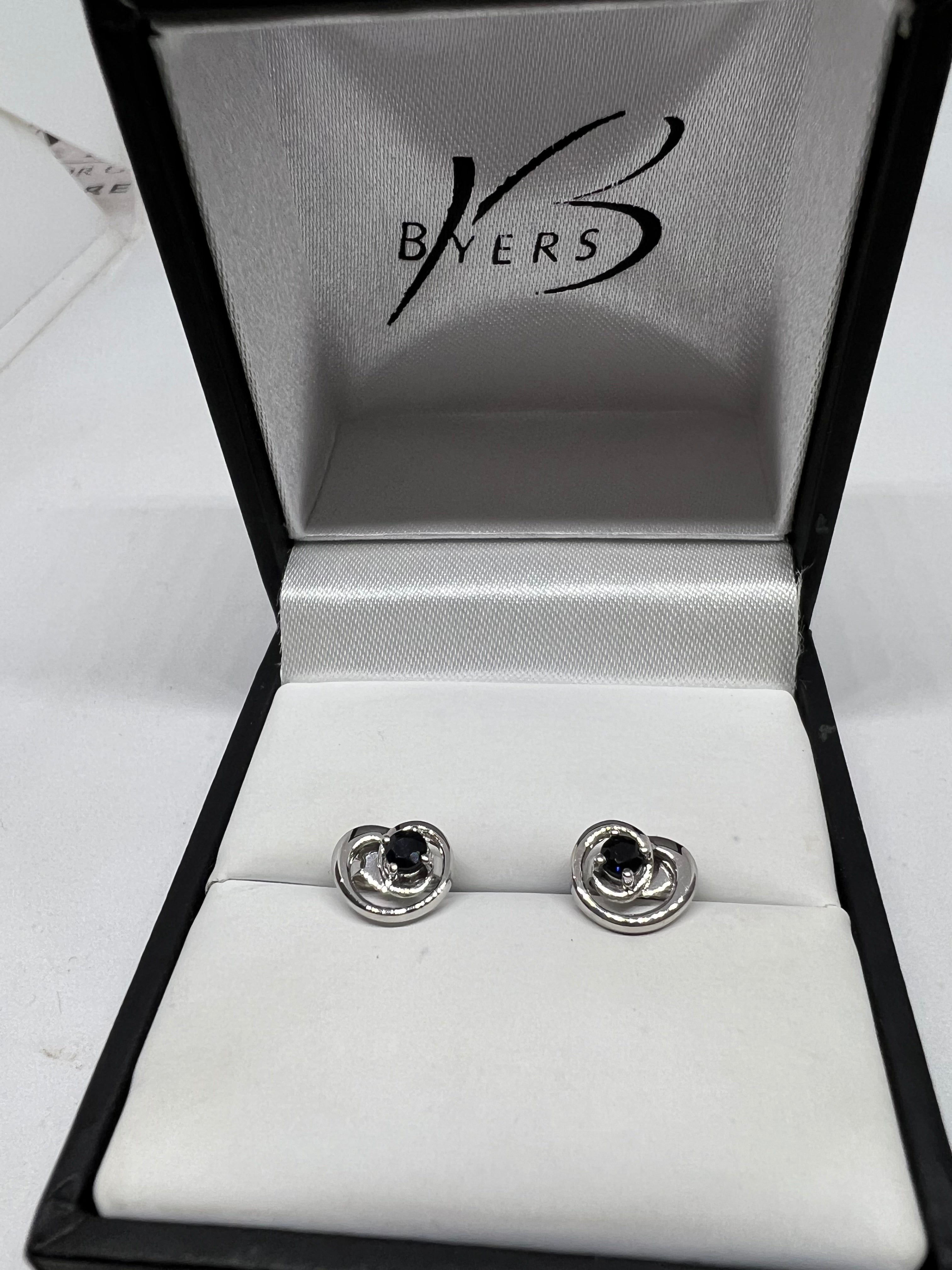 9ct White Gold & Sapphire Earrings #