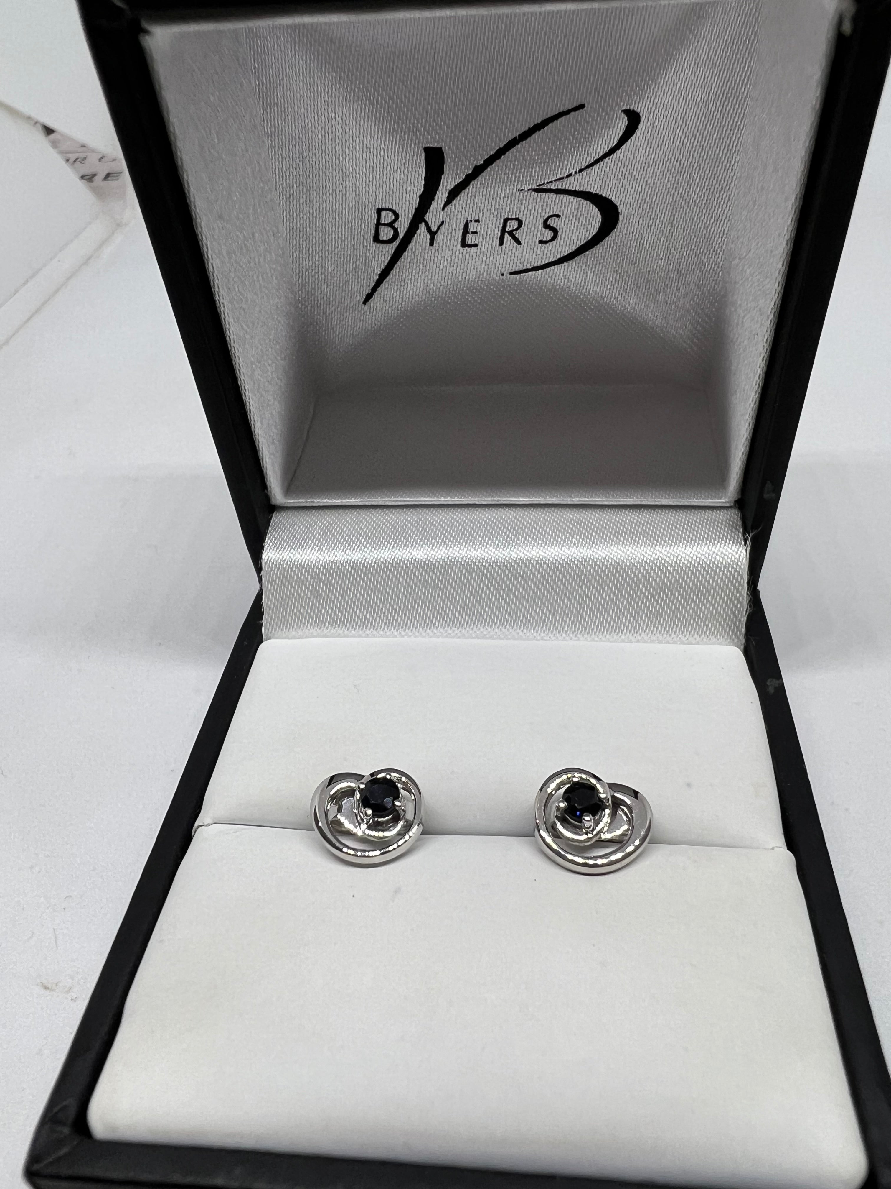 9ct White Gold & Sapphire Earrings #15279
