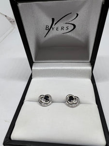 9ct White Gold & Sapphire Earrings #