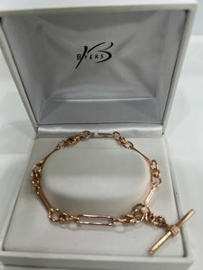 9ct Rose Gold Paper Link Bracelet with Twist Link With Fob #24638 #22918