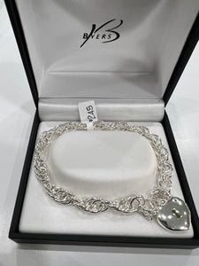 Sterling Silver Bracelet with Heart Padlock # 24961