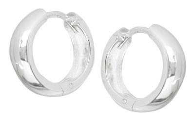 Sterling Silver Rounded Plain Huggie Earrings # 24955
