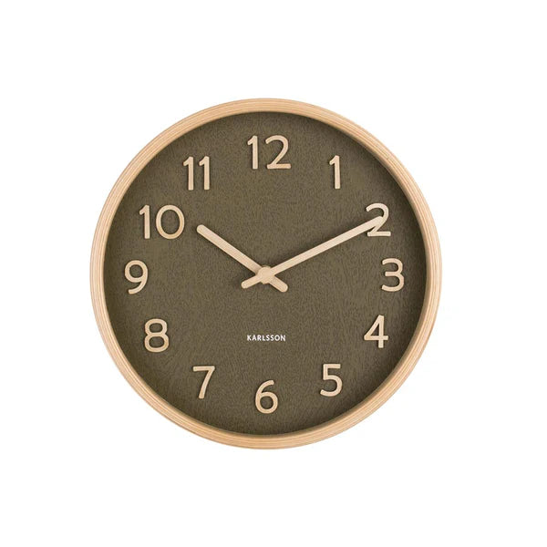Karlsson Pure Wood Grain Wall Clock - Small Moss Green #25458