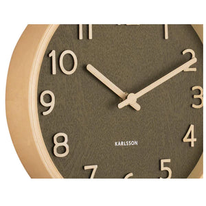 Karlsson Pure Wood Grain Wall Clock - Small Moss Green #25458