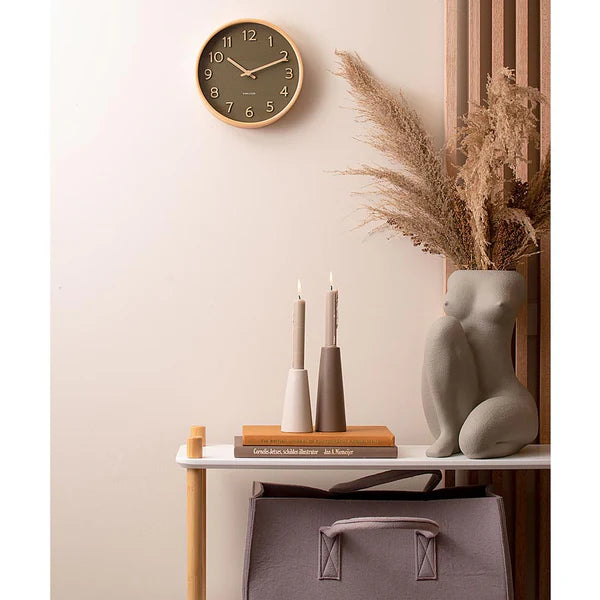 Karlsson Pure Wood Grain Wall Clock - Small Moss Green #25458