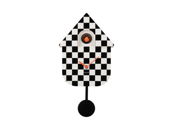 Karlsson Modern Cuckoo Clock - Checker Black #25253