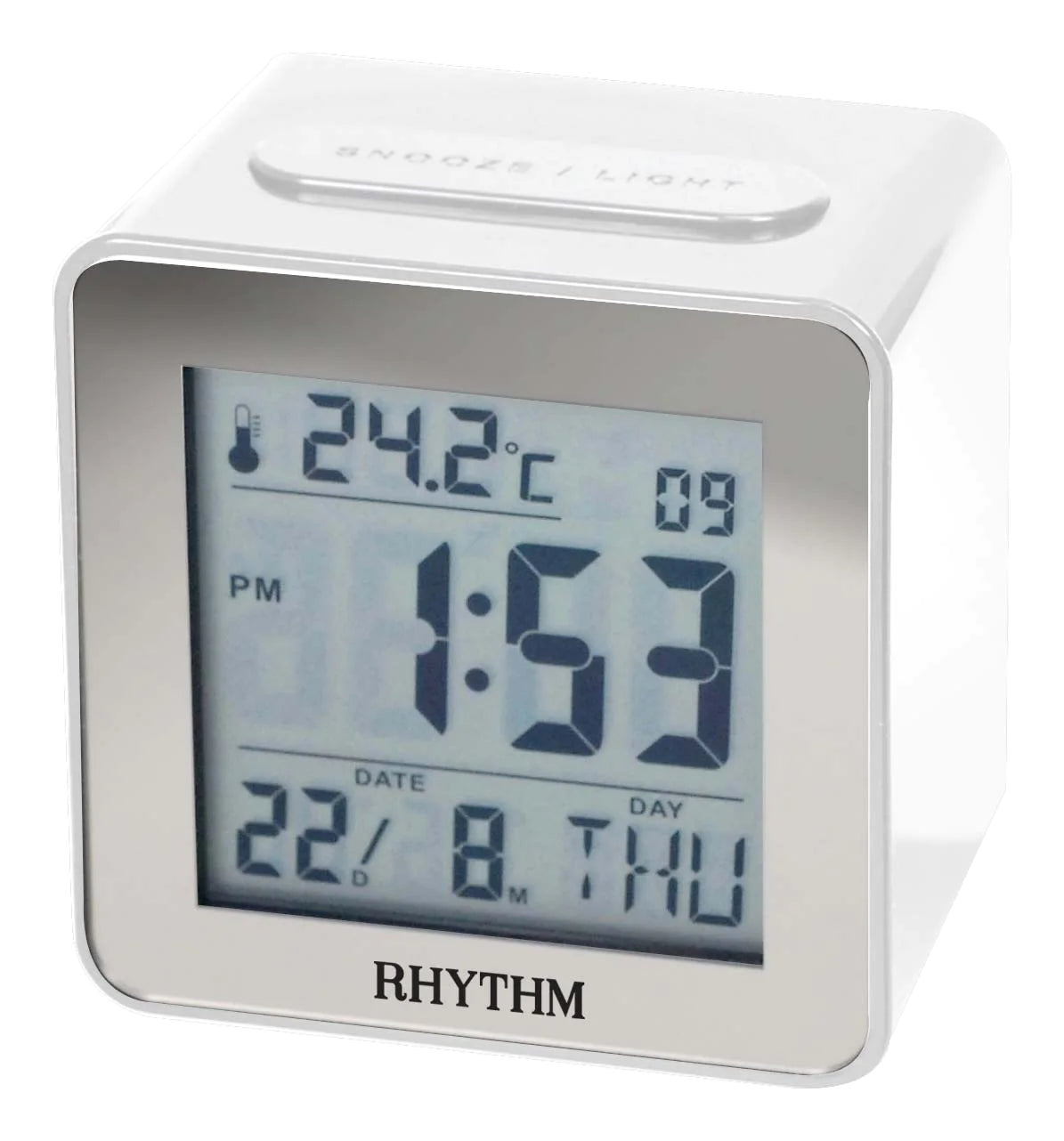 Rhythm Alarm Clock Digital White #24715