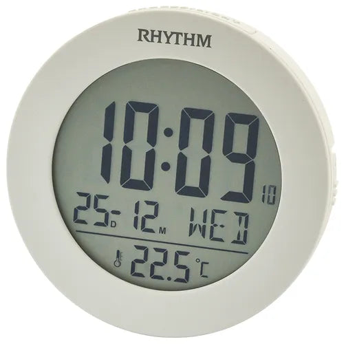 Rhythm Digital Alarm Clock White #25094
