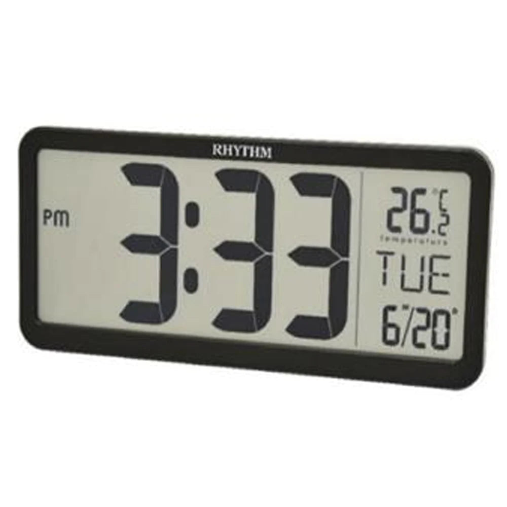 Rhythm Large Black Case Digital Alarm Clock #24727