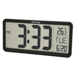 Rhythm Large Black Case Digital Alarm Clock #