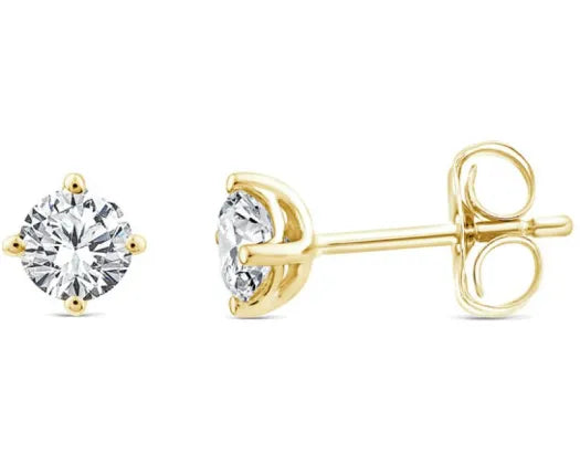 9ct Yellow Gold Round .10 ct 4 Claw Lab Diamond Studs # 25505 #25507
