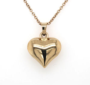9ct Yellow Gold Puffed Heart with Chain #13787