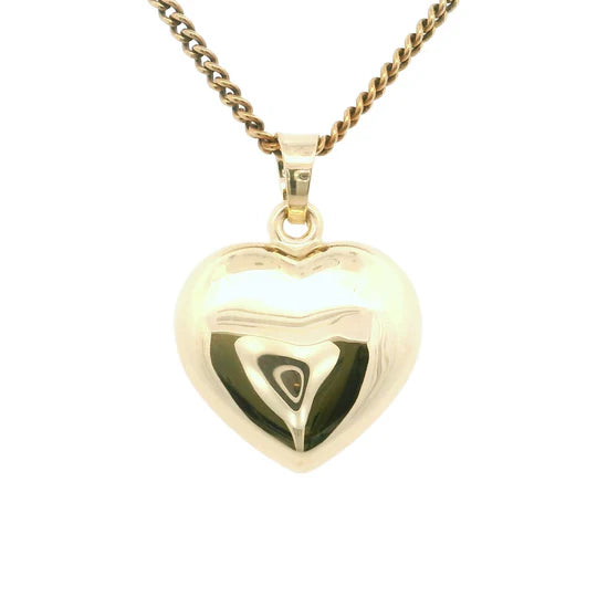 9ct Yellow Gold Polished Puff Heart Pendant #24909