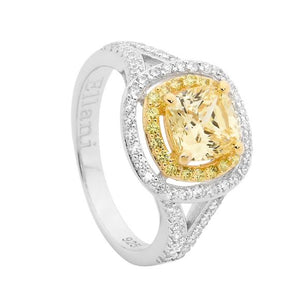 Sterling Silver Yellow CZ Cushion Cut Ring #22282 #21557