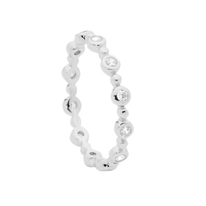 Ellani Sterling Silver & Cubic Zirconia Stacker Ring #23329