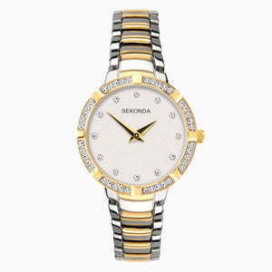 Sekonda Ladies Watch Two Tone Case & Alloy Bracelet with Silver Dial #